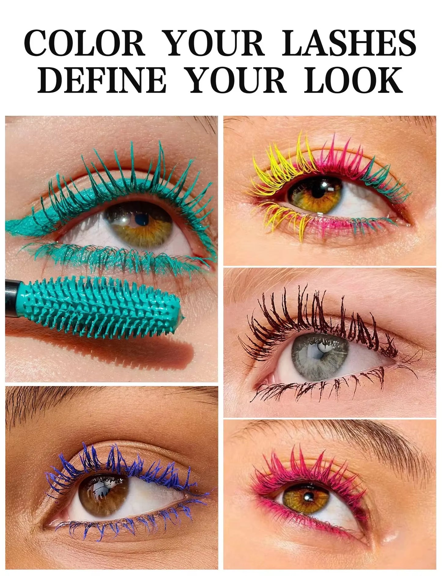 Colorful Silk Mascara Blue Red Black Cream Length Waterproof Smudge-Proof Colored Thickening Lengthening Curling Makeup Cosmetic