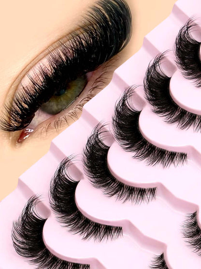 GROINNEYA Cat Eye Lashes Natural Long Clear Band Lashes Winged End Eye Elongated Eyelashes Faux Mink Eyelashes Makeup