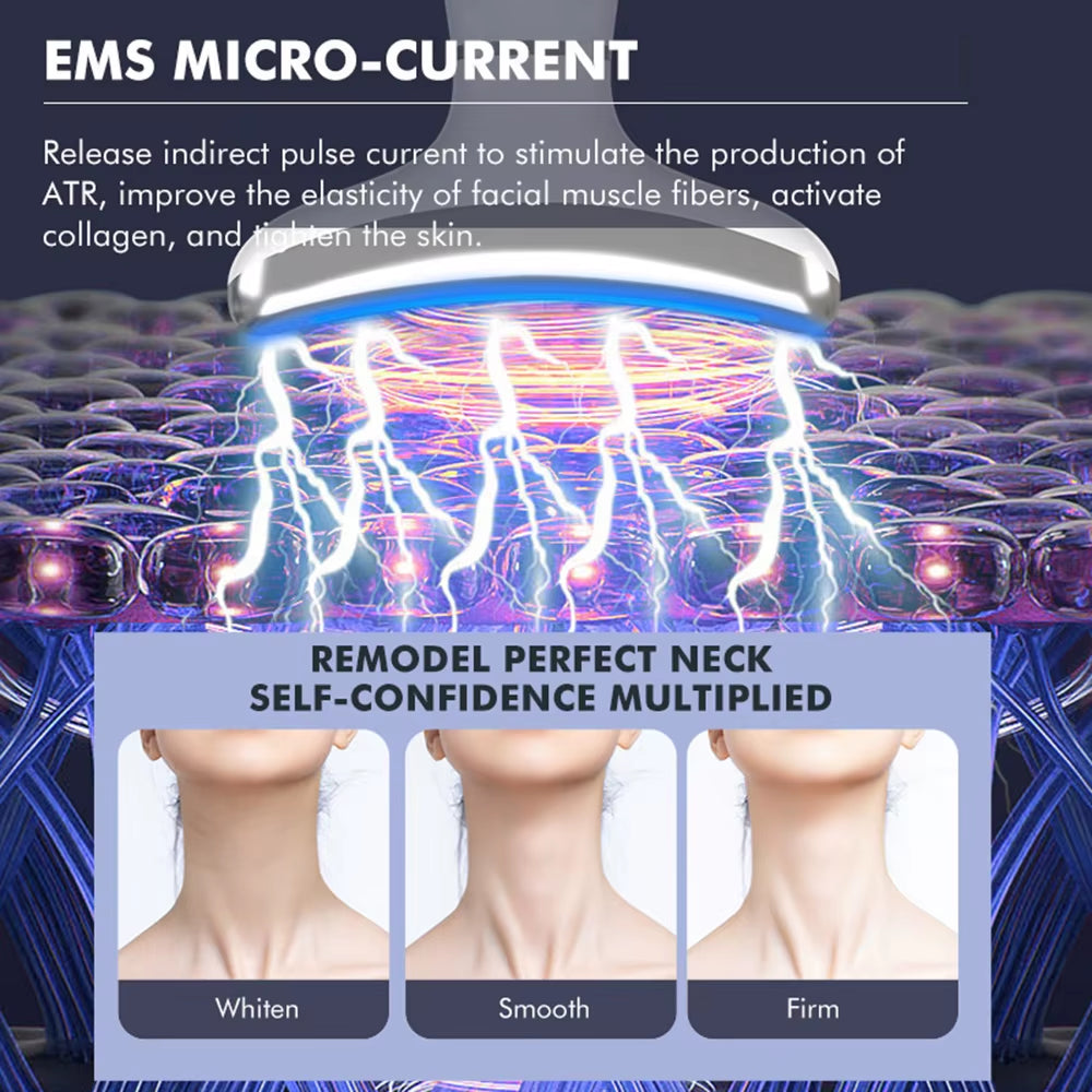 EMS Neck Slimming Massager with LED Photon Therapy | Hot & Cold Compress | Skin Rejuvenation & Anti-Wrinkle Device