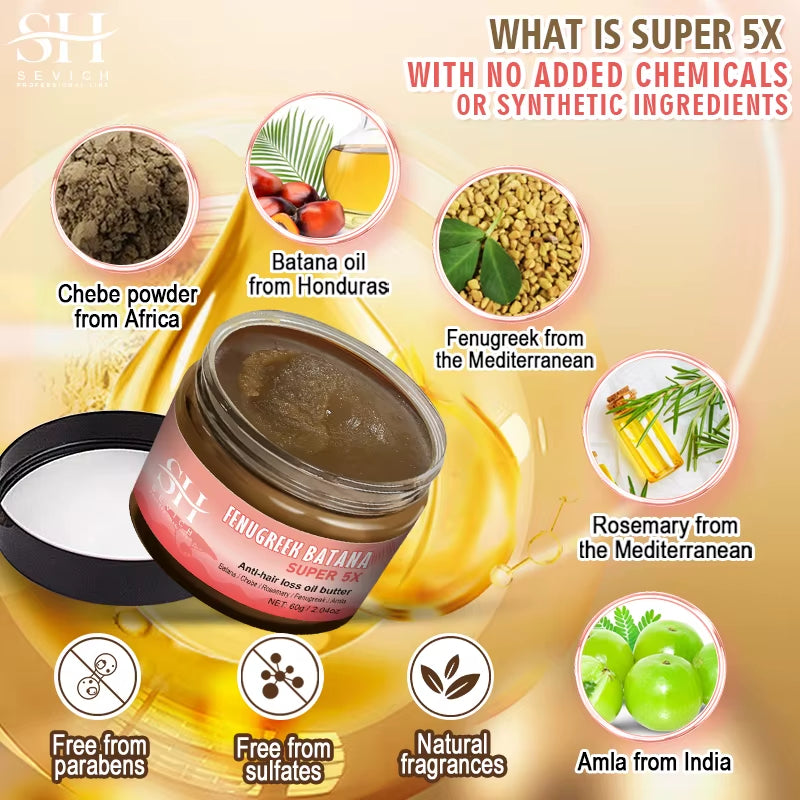 Ultimate Hair Growth Bundle: Batana 5X Oil, Chebe Butter Mask, Rosemary Serum, Fenugreek & Amla Oil for Thicker, Healthier Hair