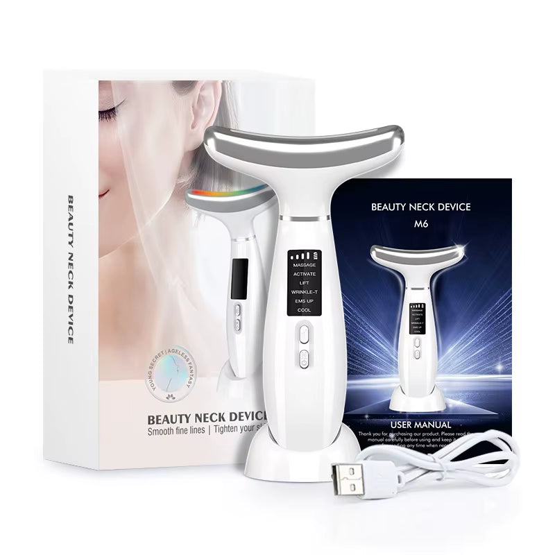 EMS Neck Slimming Massager with LED Photon Therapy | Hot & Cold Compress | Skin Rejuvenation & Anti-Wrinkle Device